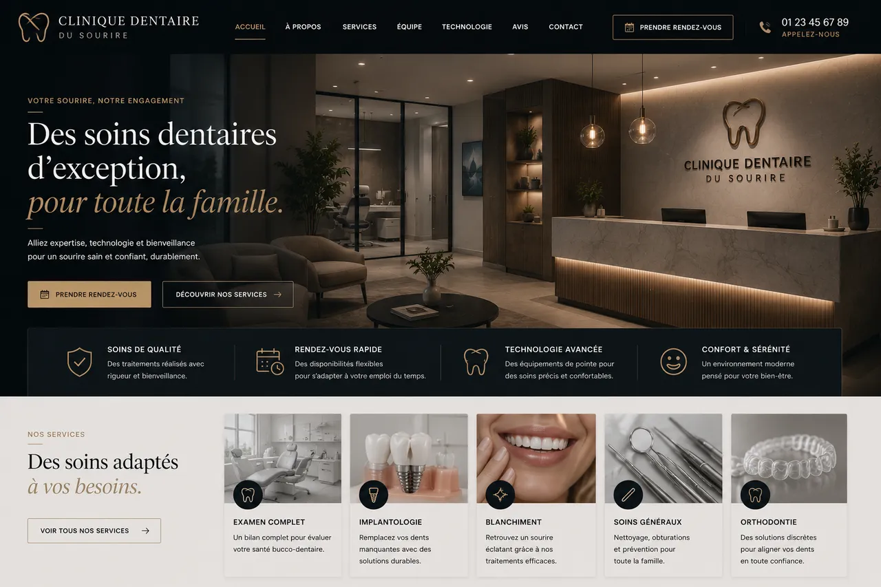 Demo de site web pour une clinique dentaire.